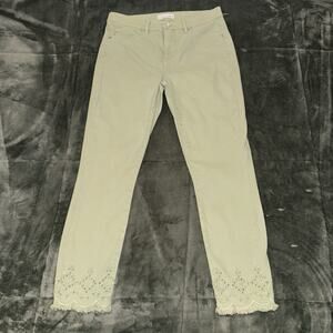 Loft Eyelet Hem Slim Pocket Skinny Crop Jeans in Matcha Latte Size 27 (4) Boho